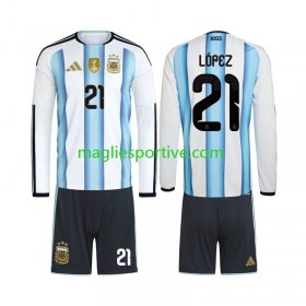 Completo Calcio Argentina Jose Manuel Lopez 21 Bambino Divisa Prima Mondiali 2026 ML